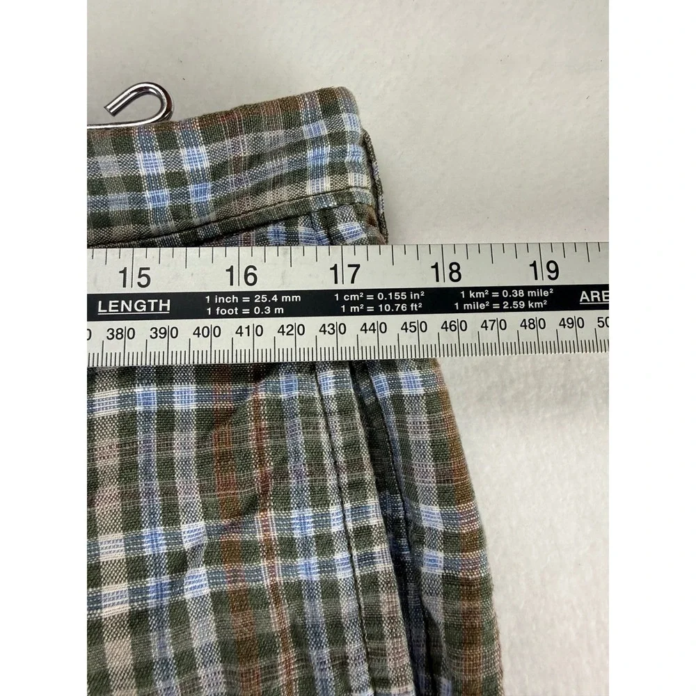 Tommy Bahama Plaid Shorts Mens 34 Green Linen Tencel‎ Blend Casual Summer